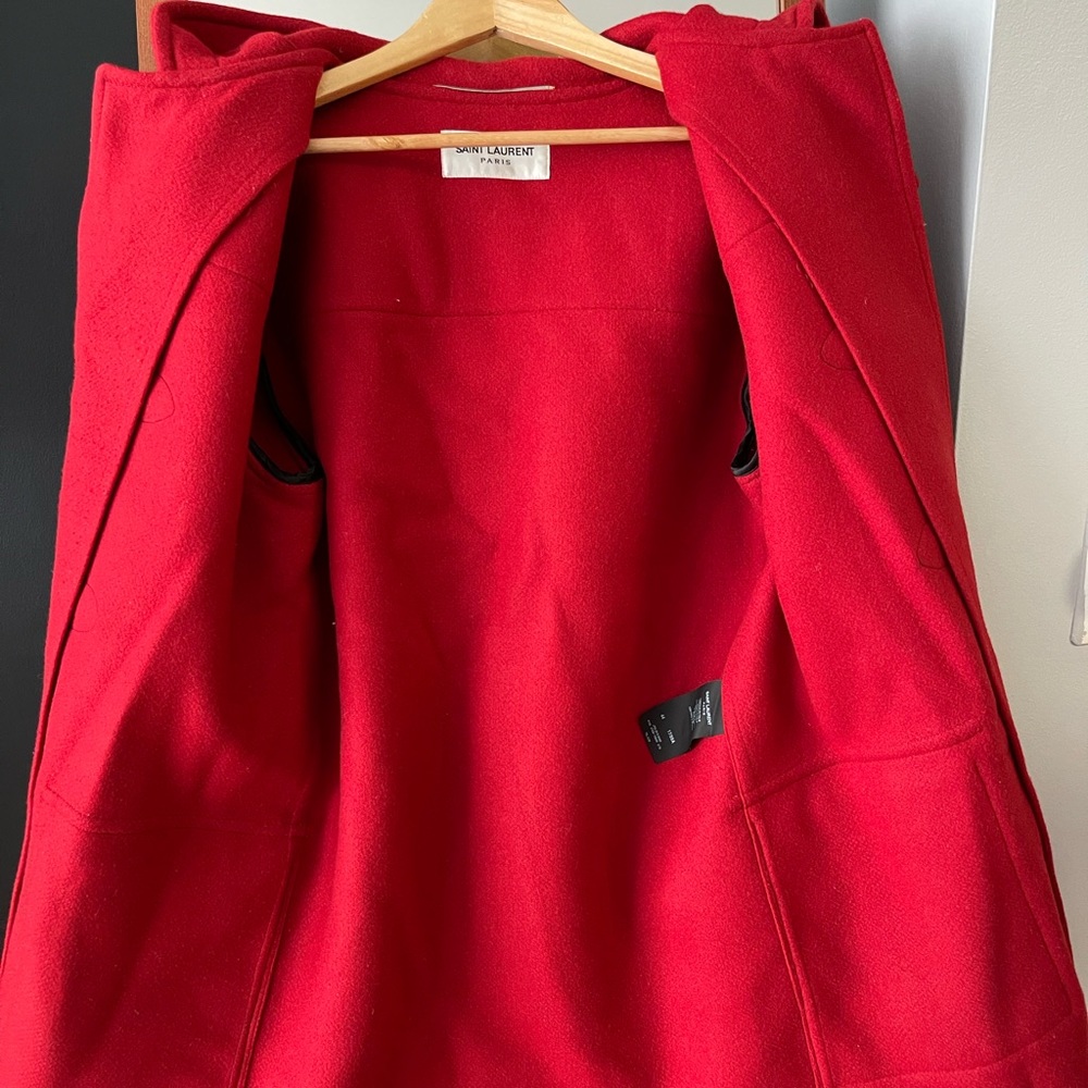 Red YSL mens duffle coat size 44